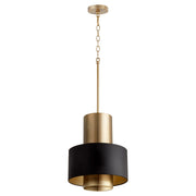 12" Cylinder Drum Pendant in Textured Black
