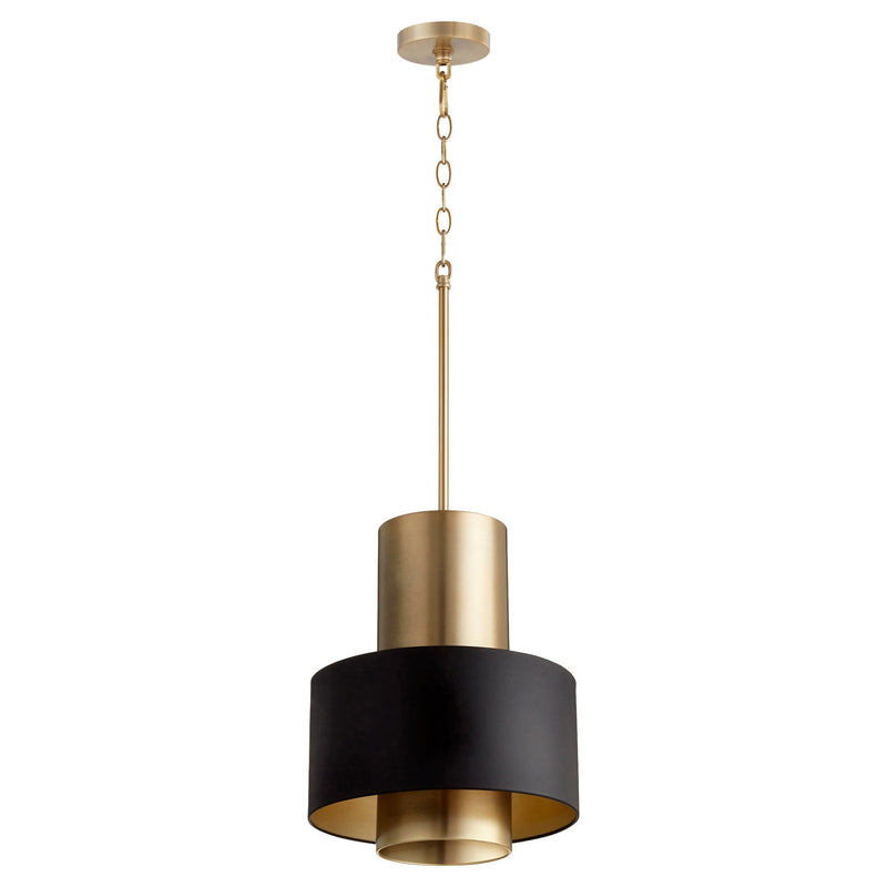 12" Cylinder Drum Pendant in Textured Black