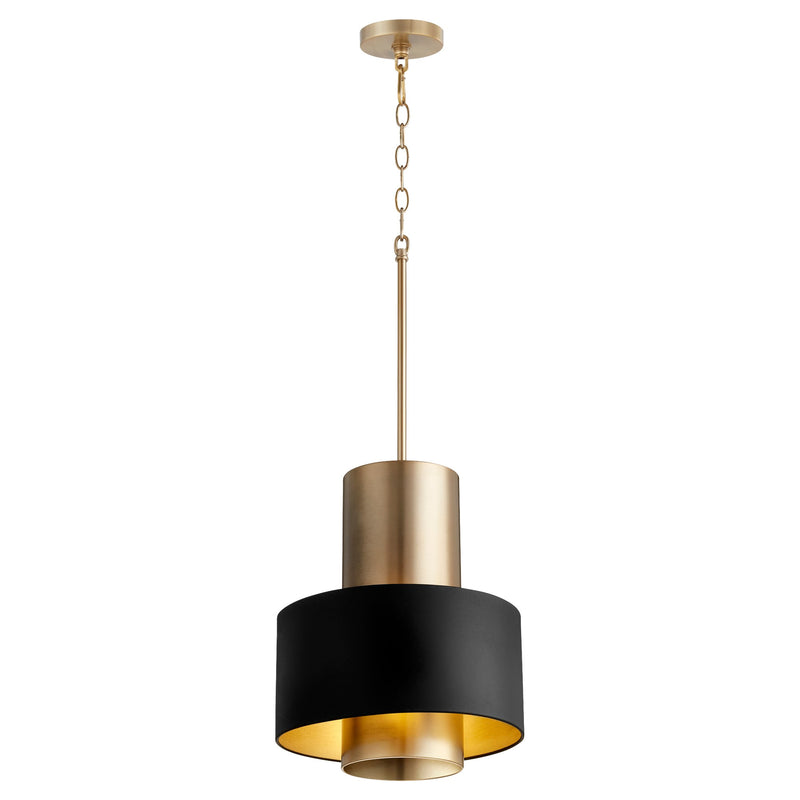 12" Cylinder Drum Pendant in Textured Black