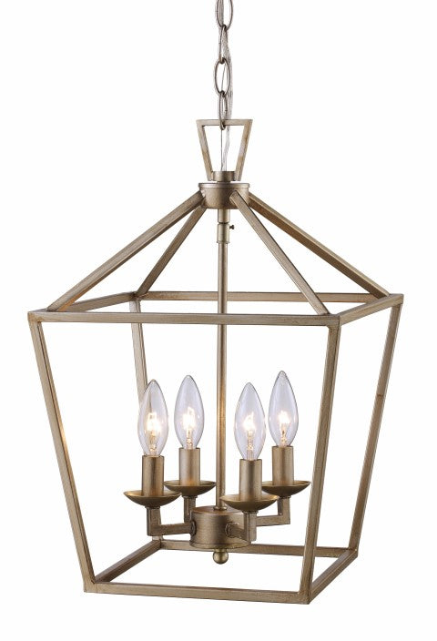 Lacey 4-Light Pendant in Antique Silver Leaf