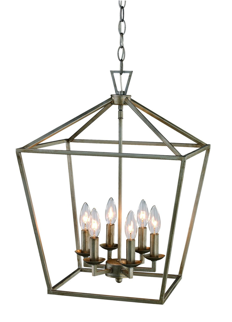 Lacey 6-Light 16" Cage Chandelier in Antique Silver Leaf