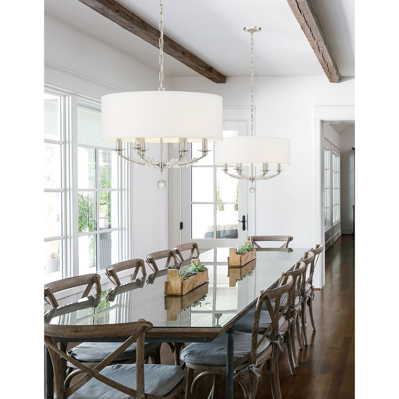 Mirage 6 Light 24" Chandelier in Polished Nickel in a room setting
