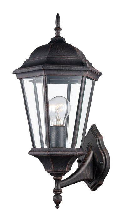 San Rafael 1-Light Wall Lantern in Rust with Clear Beveled Glass