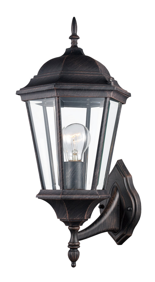 San Rafael 1-Light Wall Lantern in Rust with Clear Beveled Glass