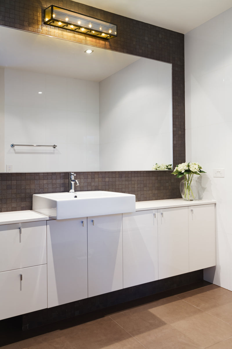 Infinity 6 Light 36" Vanity in Misty Charcoal in a room setting