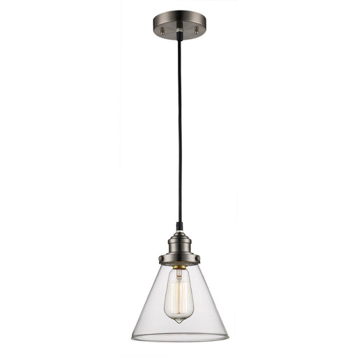 Jenny 1-Light Pendant in Brushed Nickel with Clear Glass