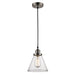 Jenny 1-Light Pendant in Brushed Nickel with Clear Glass
