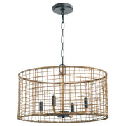 Abaca 4 Light Pendant in Matte Black