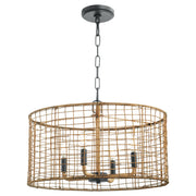 Abaca 4 Light Pendant in Matte Black