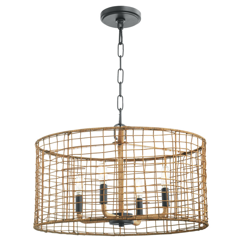 Abaca 4 Light Pendant in Matte Black