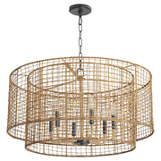 Abaca 6 Light Pendant in Matte Black