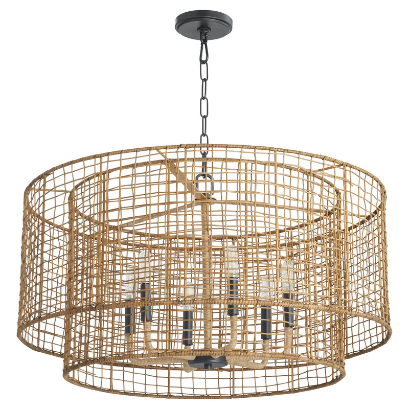 Abaca 6 Light Pendant in Matte Black