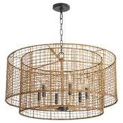 Abaca 6 Light Pendant in Matte Black