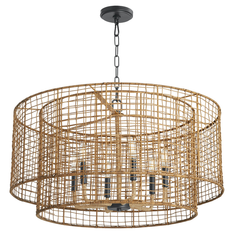 Abaca 6 Light Pendant in Matte Black