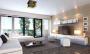 Infinity 4 Light 16" Flush Mount in Misty Charcoal in a room setting