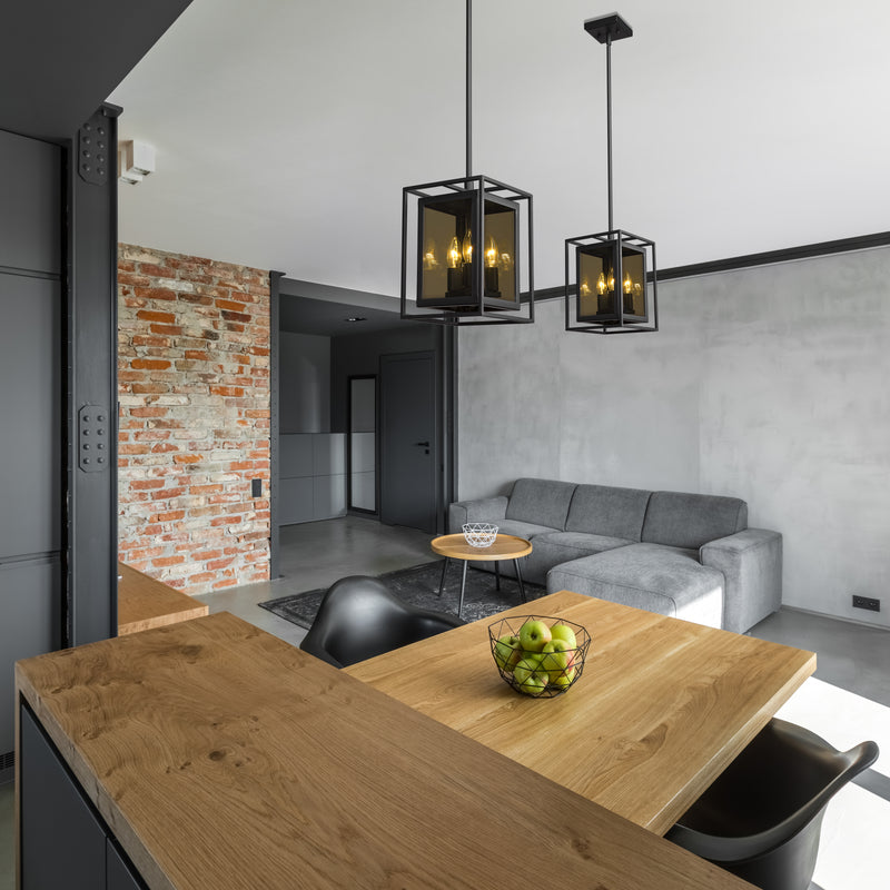 Infinity 3 Light 8" Pendant in Misty Charcoal in a room setting