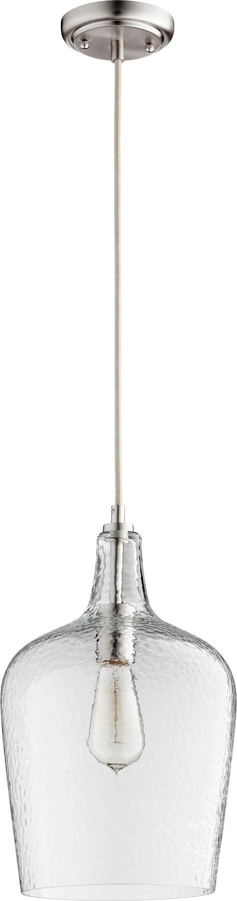 9" Clear Glass Bell Pendant in Satin Nickel
