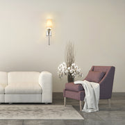 Mia 1 Light 5.5" Wall Sconce in Polished Nickel in a room setting