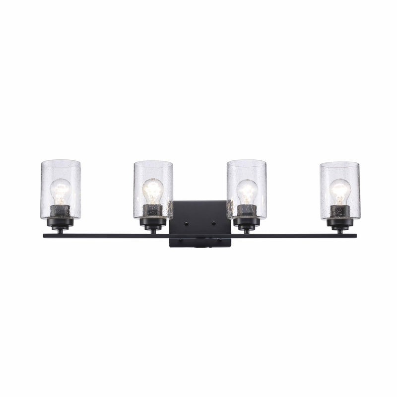 Mod Pod 4-Light 31" Seeded Glass Vanity Light in Black