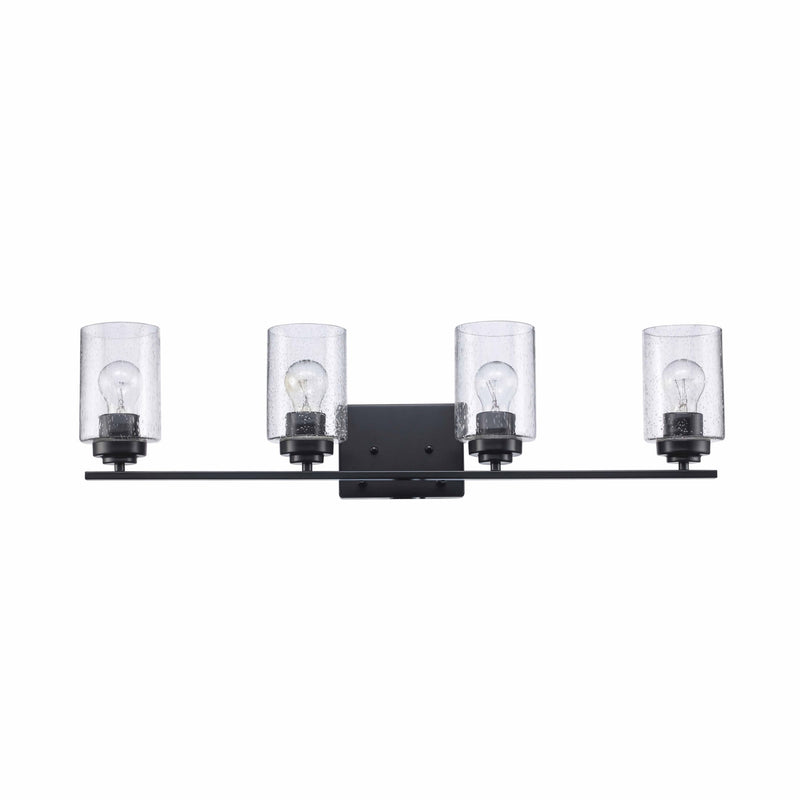 Mod Pod 4-Light 31" Seeded Glass Vanity Light in Black