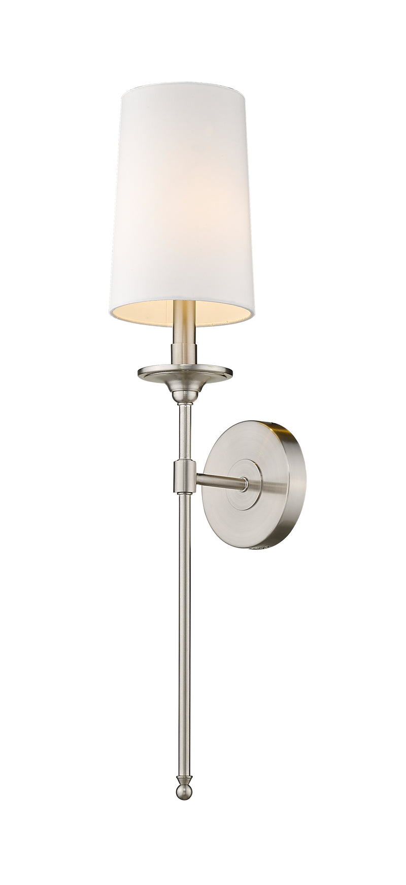 Emily 1 Light 5.5" Wall Sconce, 26" Tall in Brushed Nickel