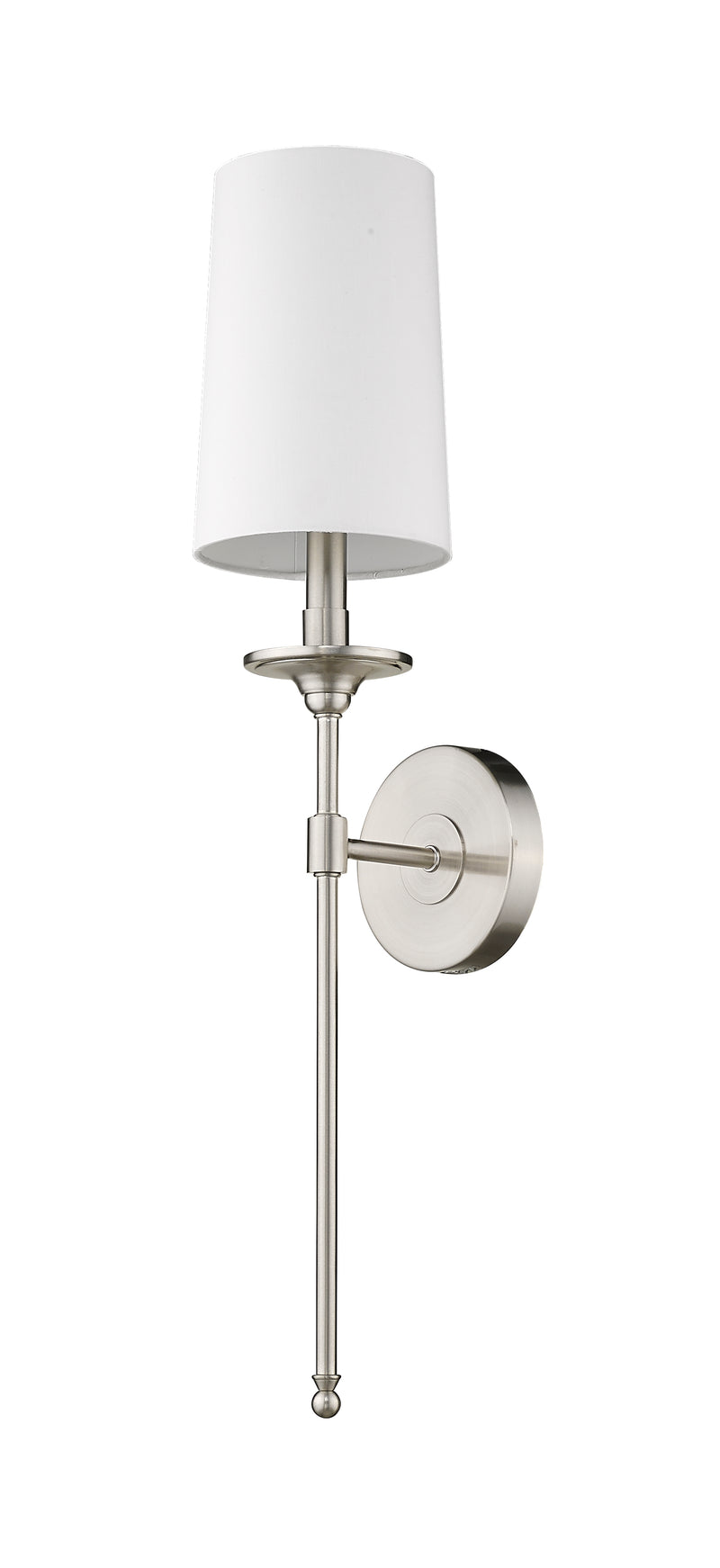 Emily 1 Light 5.5" Wall Sconce, 26" Tall in Brushed Nickel