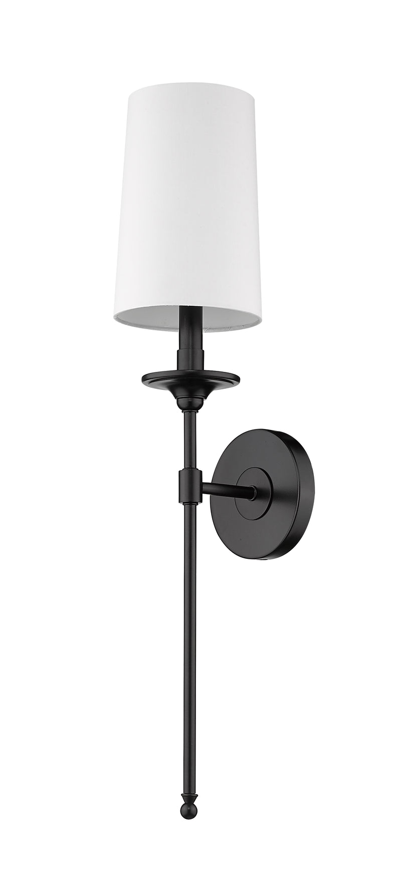 Emily 1 Light 5.5" Wall Sconce, 26" Tall in Matte Black
