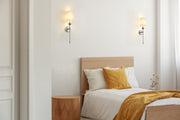 Emily 1 Light 5.5" Wall Sconce, 26" Tall in Polished Nickel in a room setting