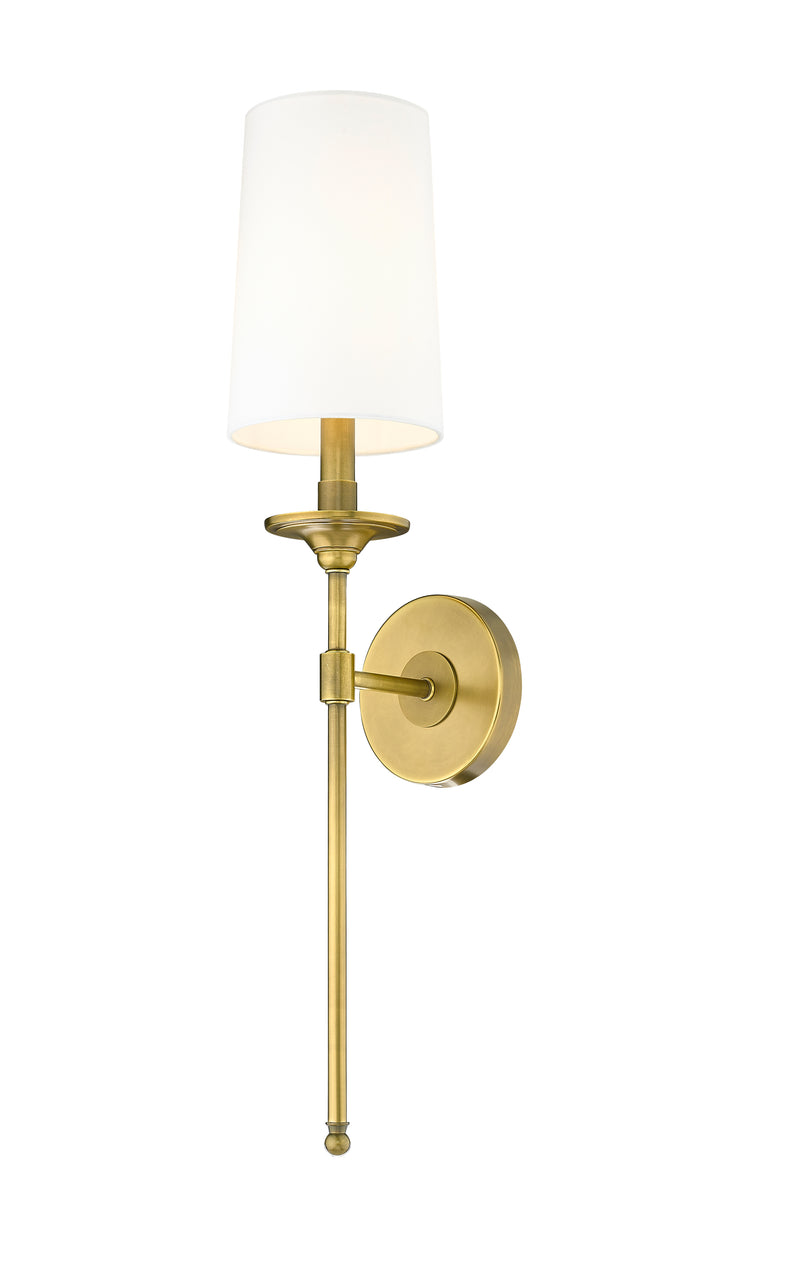 Emily 1 Light 5.5" Wall Sconce, 26" Tall in Rubbed Brass