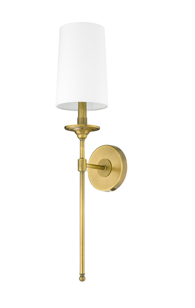 Emily 1 Light 5.5" Wall Sconce, 26" Tall in Rubbed Brass