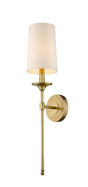 Emily 1 Light 5.5" Wall Sconce, 26" Tall in Rubbed Brass