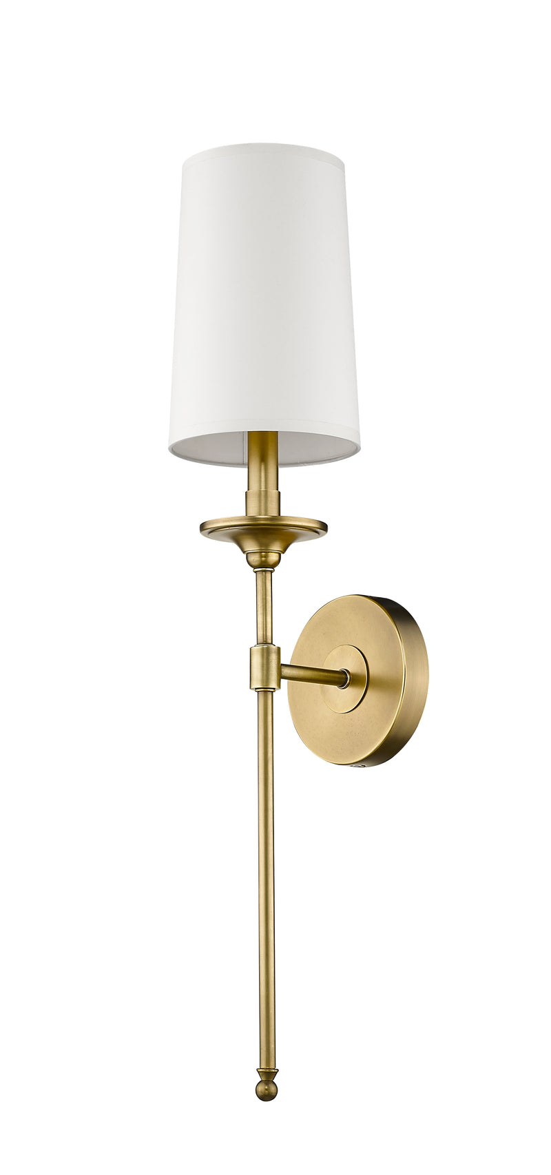 Emily 1 Light 5.5" Wall Sconce, 26" Tall in Rubbed Brass