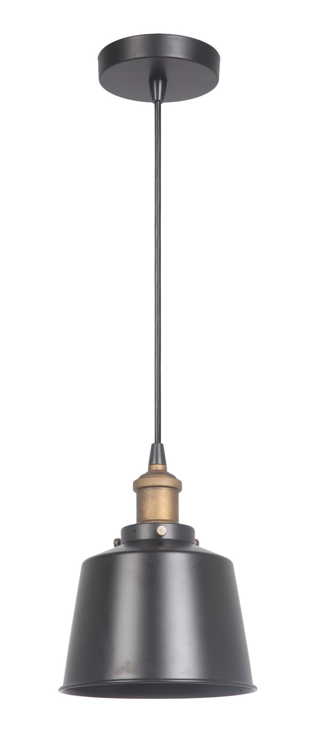 Mini Pendant 1-Light Mini Pendant w/Cord in Matte Black/Patina Aged Brass