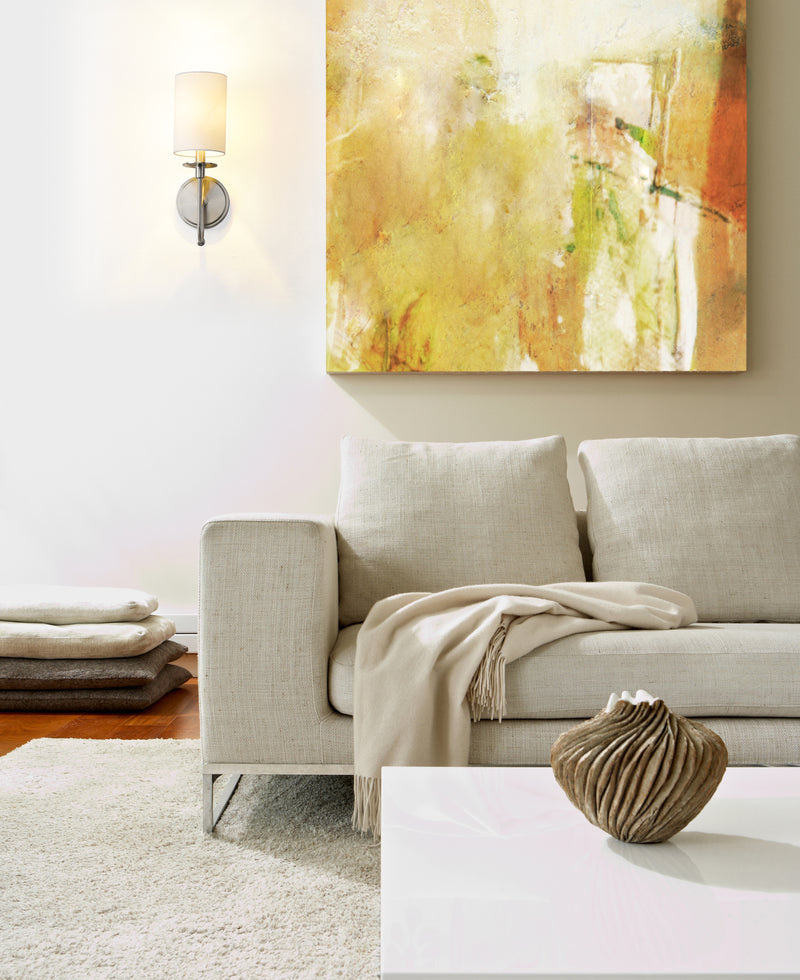Ella 1 Light 5" Wall Sconce in Brushed Nickel in a room setting