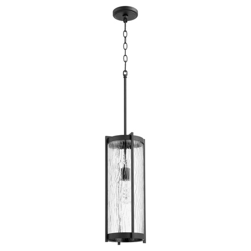 19" Tall Chiseled Glass Pendant in Textured Black