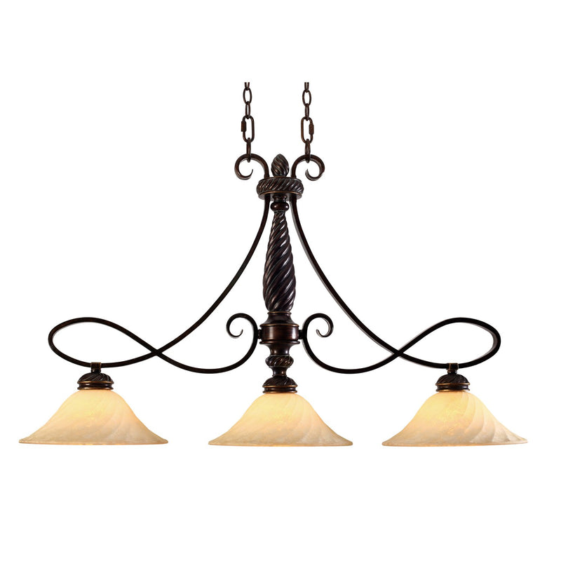 Torbellino 3-Light Linear Pendant in Cordoban Bronze