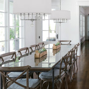 Paxton 6 Light 25.5" Chandelier in Polished Nickel in a room setting