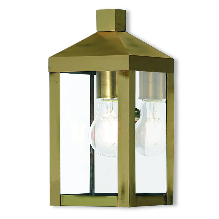 Nyack 1 Light Outdoor Wall Lantern in Antique Brass