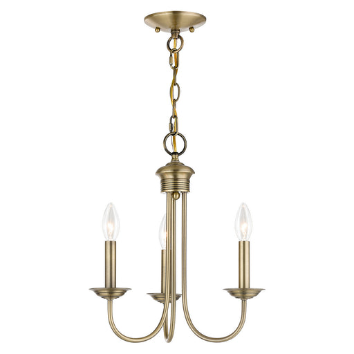 Estate 3 Light Mini Chandelier in Antique Brass