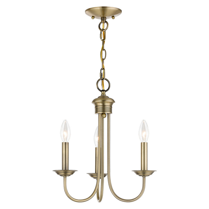 Estate 3 Light Mini Chandelier in Antique Brass