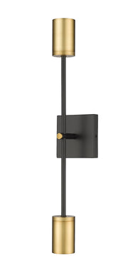 Calumet 2 Light 4.5" Wall Sconce in Matte Black + Olde Brass