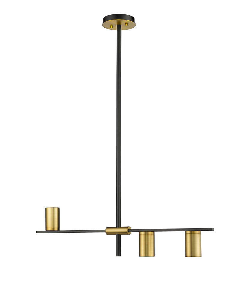 Calumet 3 Light 32" Linear Pendant in Matte Black + Olde Brass