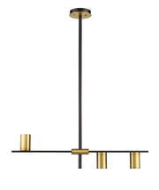 Calumet 3 Light 32" Linear Pendant in Matte Black + Olde Brass