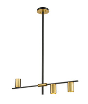 Calumet 3 Light 32" Linear Pendant in Matte Black + Olde Brass