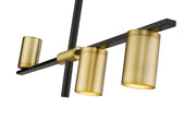 Calumet 3 Light 32" Linear Pendant in Matte Black + Olde Brass
