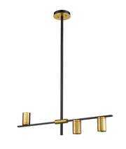 Calumet 3 Light 32" Linear Pendant in Matte Black + Olde Brass