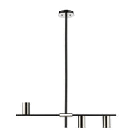 Calumet 3 Light 32" Linear Pendant in Matte Black + Polished Nickel