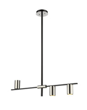 Calumet 3 Light 32" Linear Pendant in Matte Black + Polished Nickel