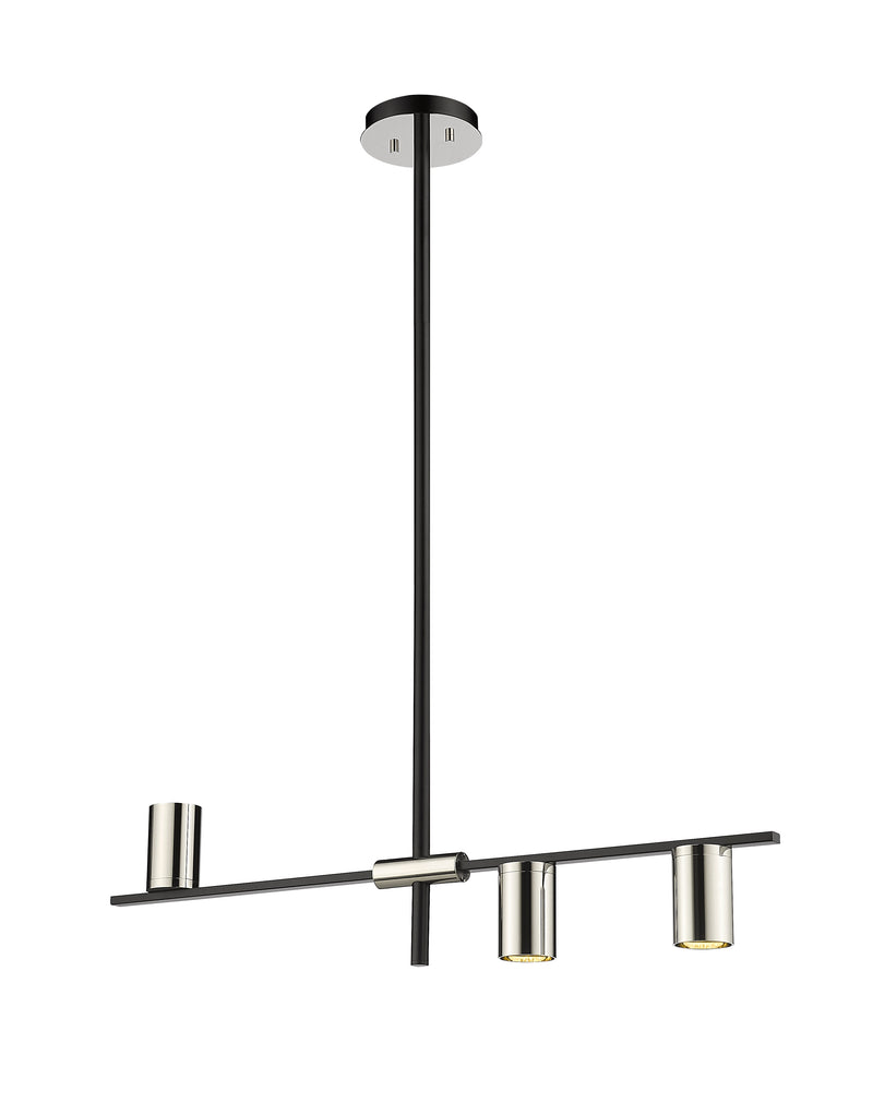 Calumet 3 Light 32" Linear Pendant in Matte Black + Polished Nickel