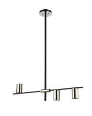 Calumet 3 Light 32" Linear Pendant in Matte Black + Polished Nickel